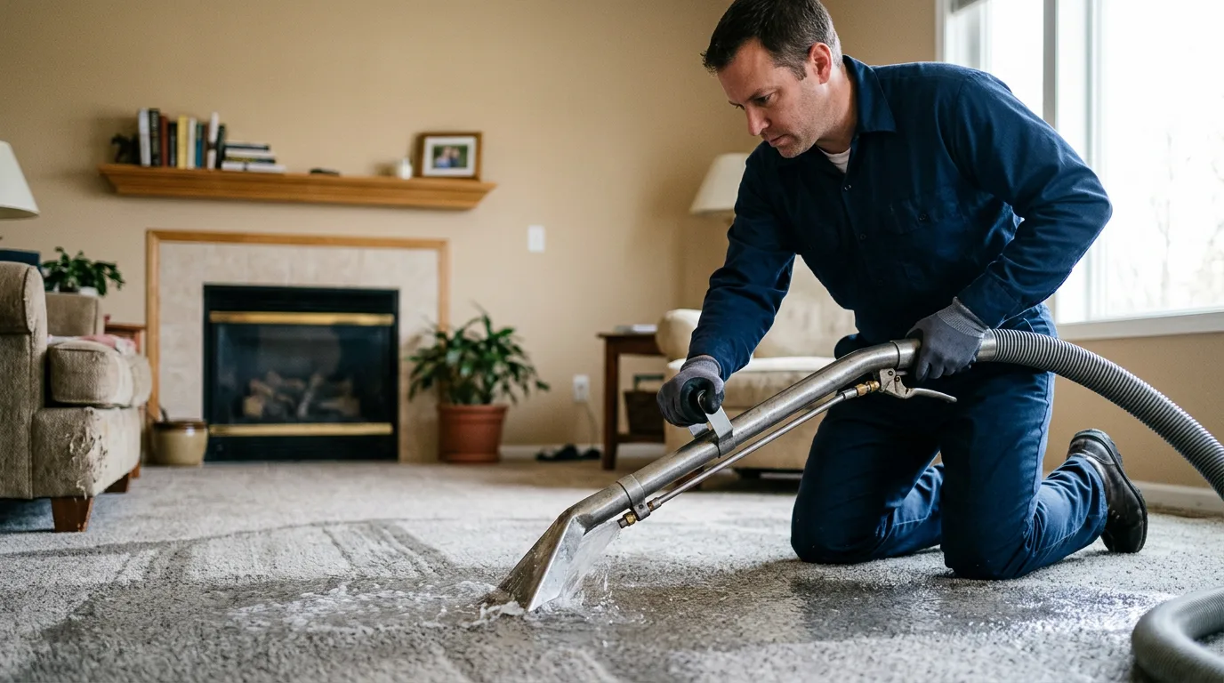 Water damage restoration technician working near Hop Bottom, PA